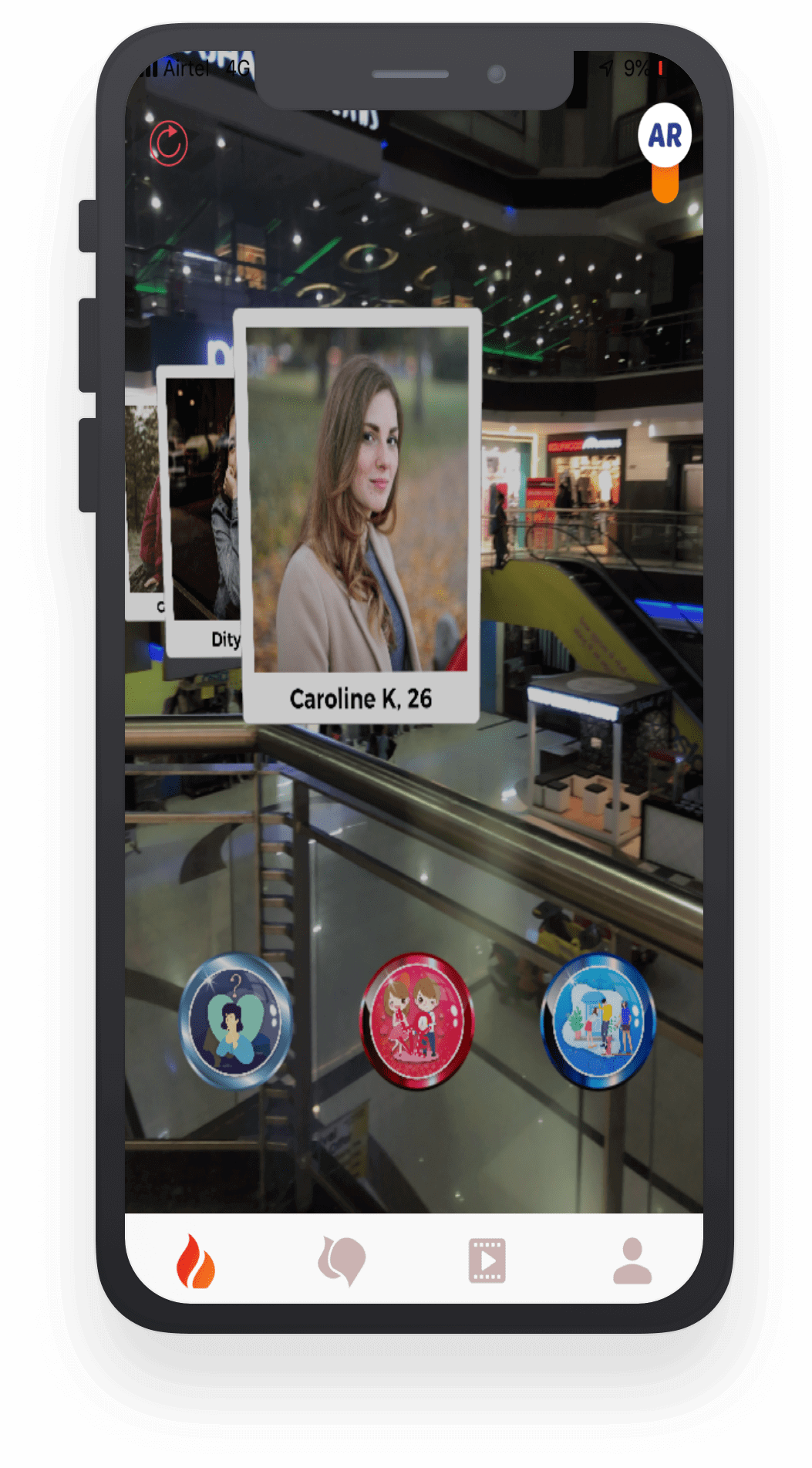Find match and meet new people in real-time using AR Augmented Reality